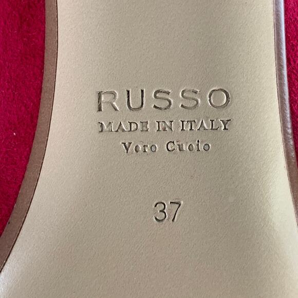 FRANCESCO RUSSO Size 7 Red Suede Pointed Toe D'Orsay Pumps - Picture 9 of 11